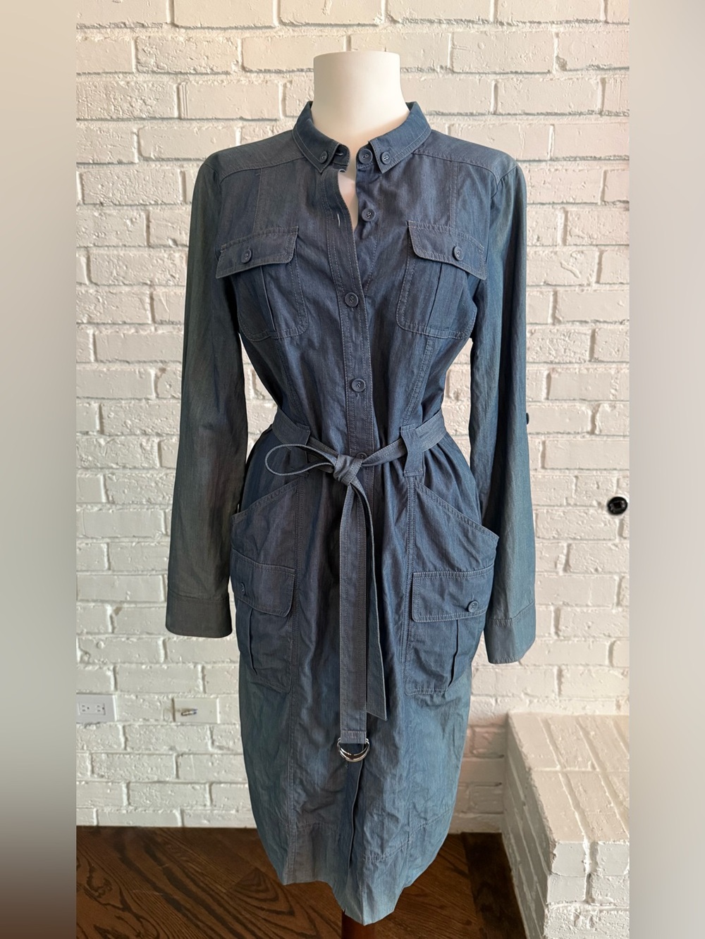 Women’s St. John Shirt Dress in Denim Chambray Blue